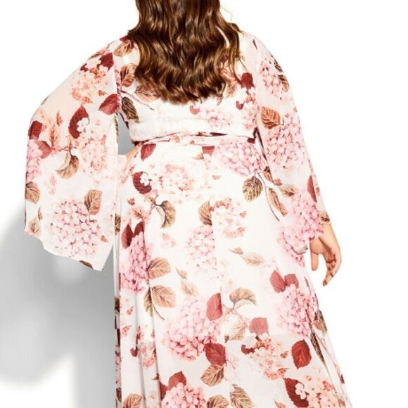 City Chic Women's Maxi Dress Size14 Allover Floral Print Hi-Lo Party Wrap Style - Picture 4 of 6